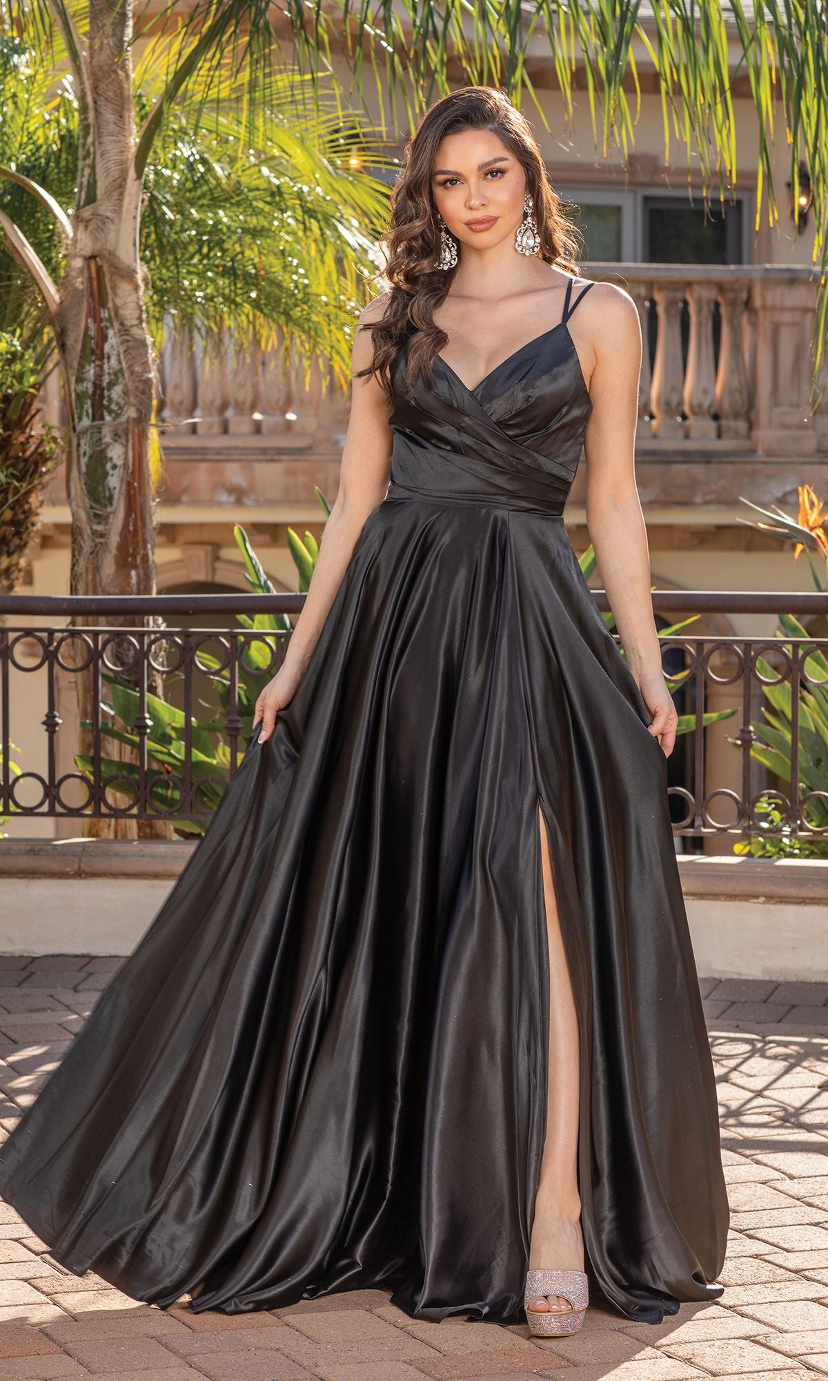 V-Neck Long A-Line Prom Dress with Pockets