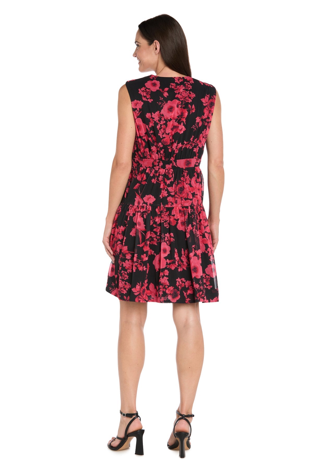 Red and Black Short Wedding Guest Dress with V-Neck– PromGirl