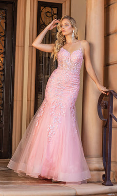 light pink mermaid prom dress ZAPAKA Women Sparkly Pink Prom Dress with Slit Mermaid Lace-Up Back Party Dress, Pink / US10