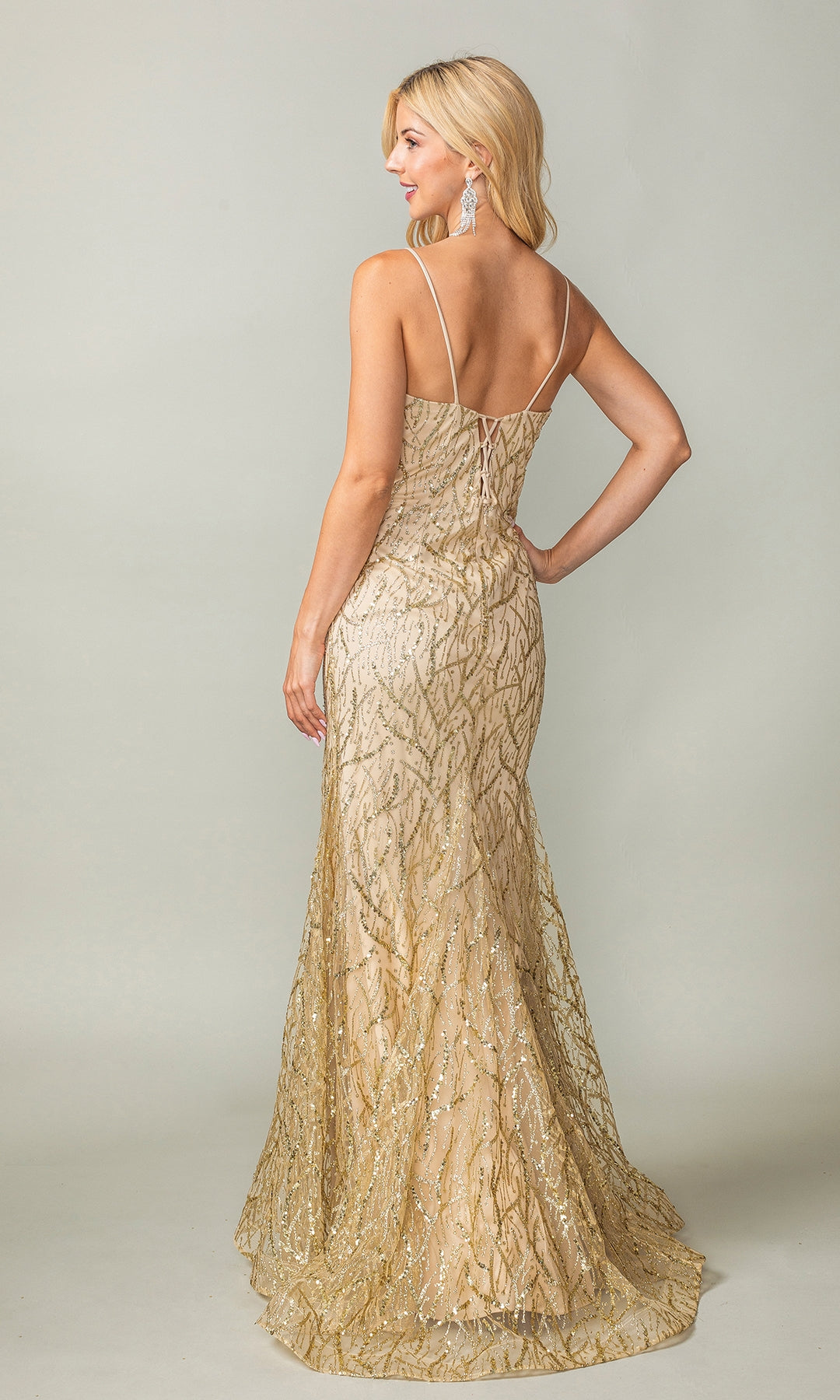 Long Champagne Prom Dress: Dancing Queen 4358
