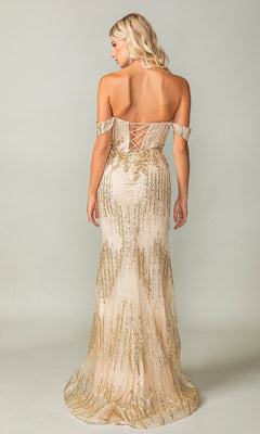 gold sweetheart sequin dress Champagne Sequin Dress with Sweetheart Neckline main image 1