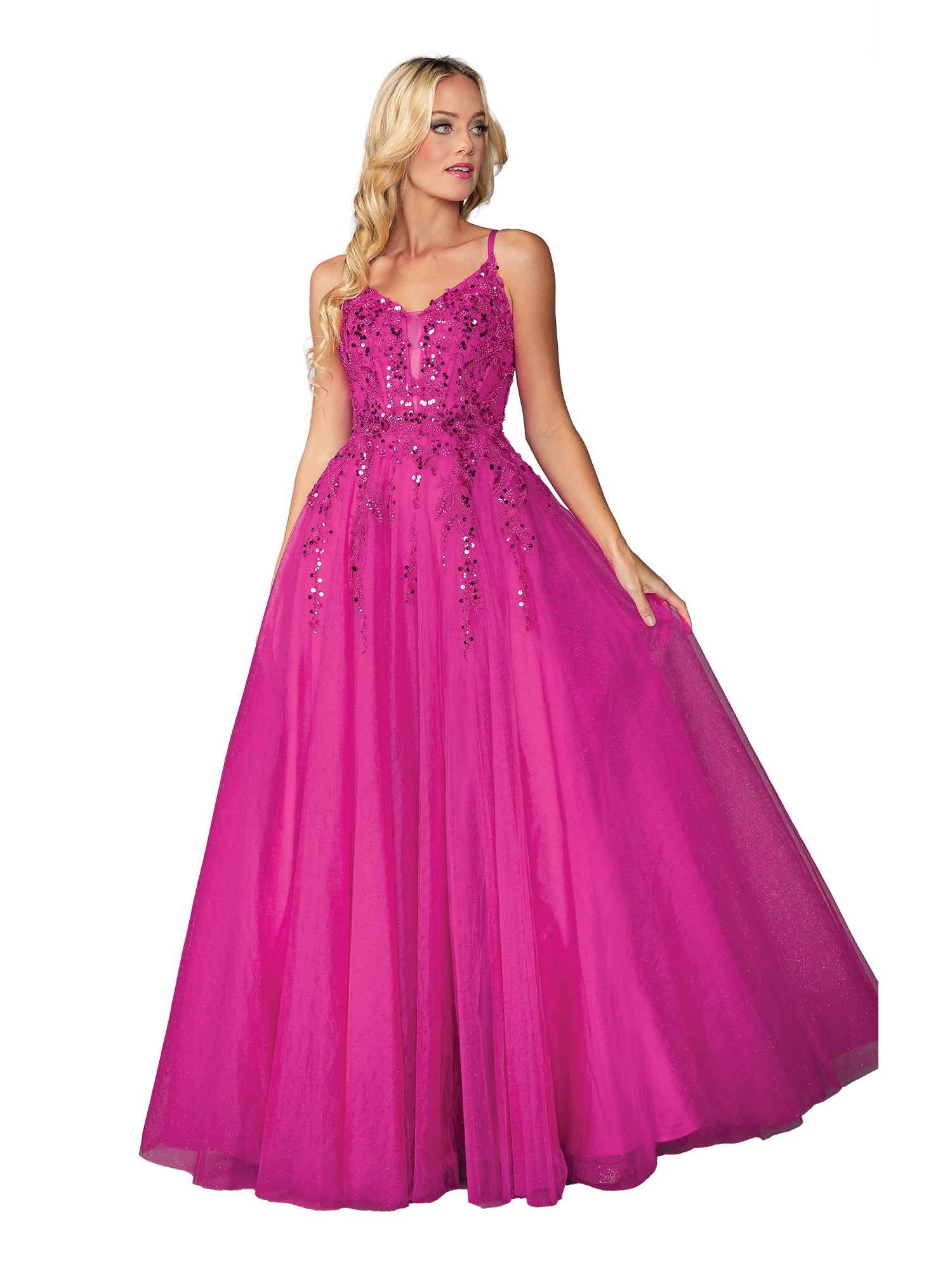 Sheer-Corset Long A-Line Prom Dress with Sequins– PromGirl