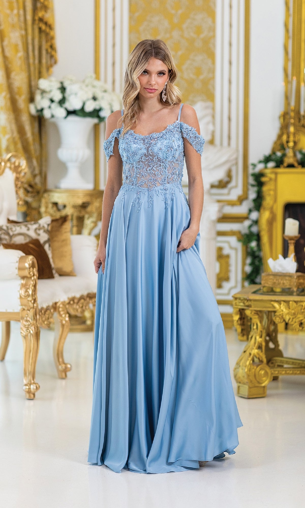 lace up evening dress Lace-Up Corset Long Prom with A-Line Skirt Bahama Blue / Small Nola by bijisol Sherri Hill Sale Prom Fuchsia Color Length Color:Floral Orange Pink Red