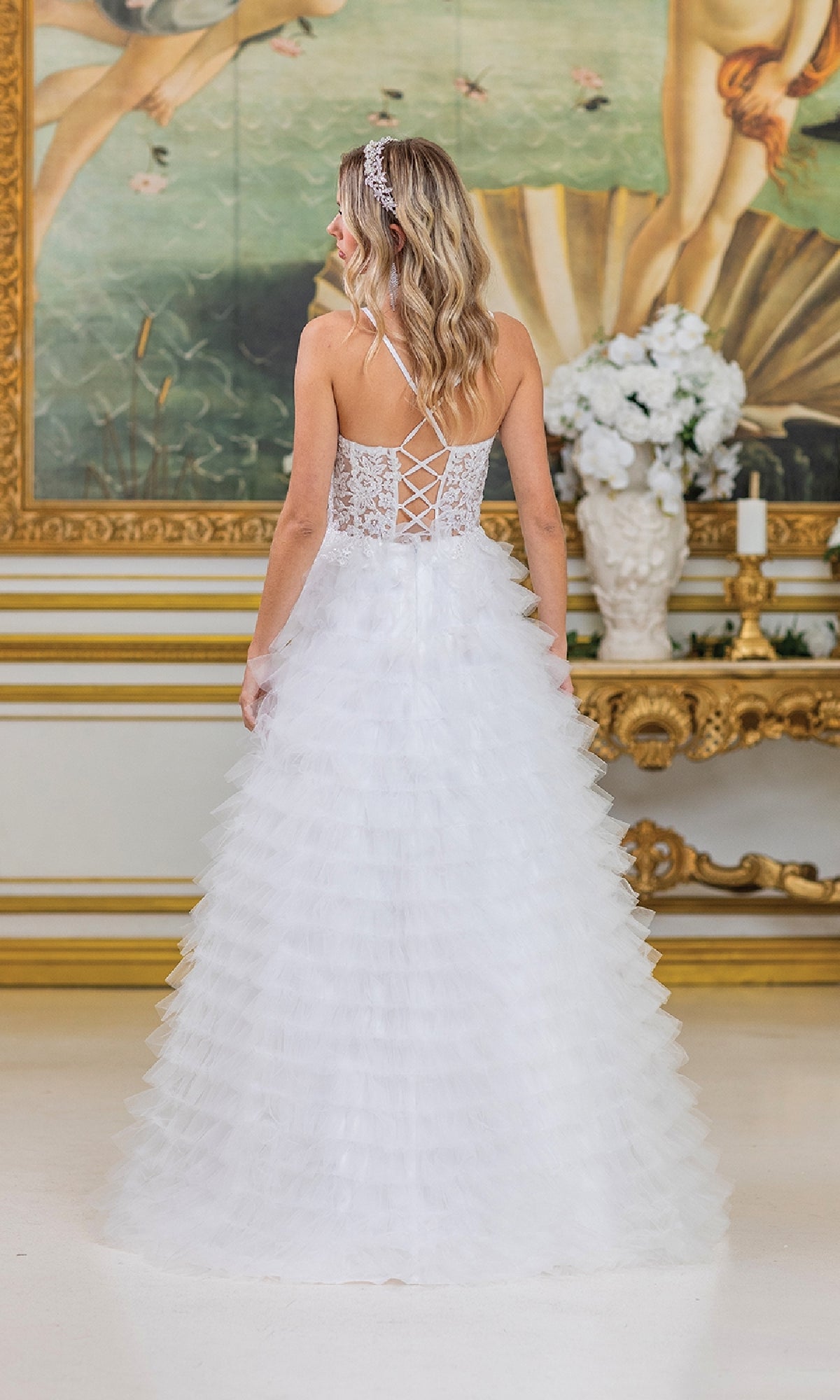 Sequin-Lace Bodice Long A-Line Prom Dress with Ruffles PromGirl Sequin-Lace Bodice Long A-Line Prom Dress with Ruffles PromGirl