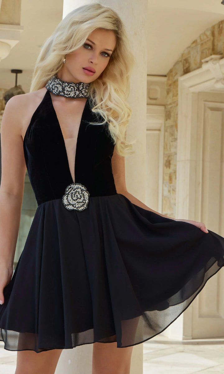slim fit dress slacks Tinisie Halter Mini Dress Black Tall main image 1