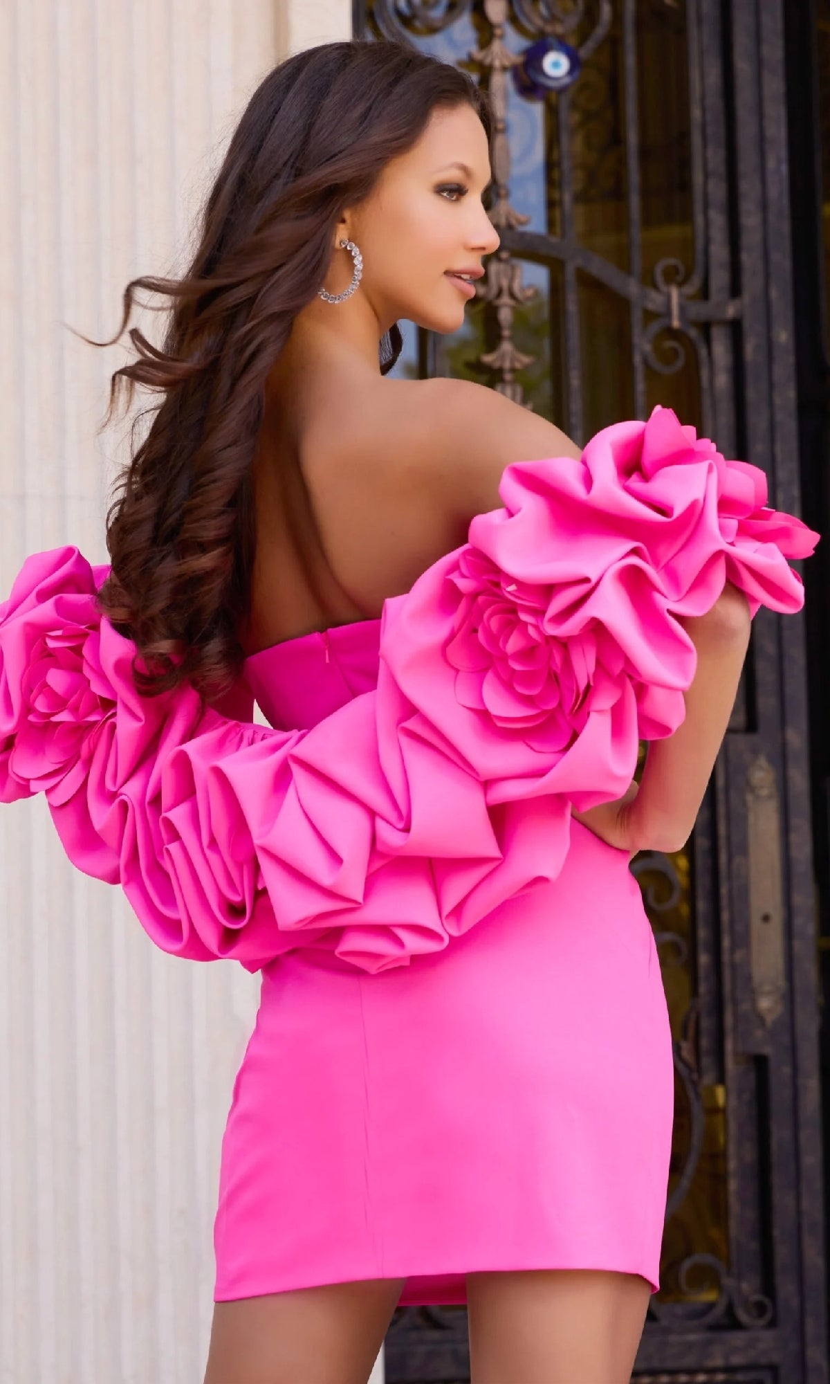 Strapless Short Homecoming Dress with Flower Wrap Black / 4 Strapless Short Homecoming Dress with Flower Wrap Black / 4