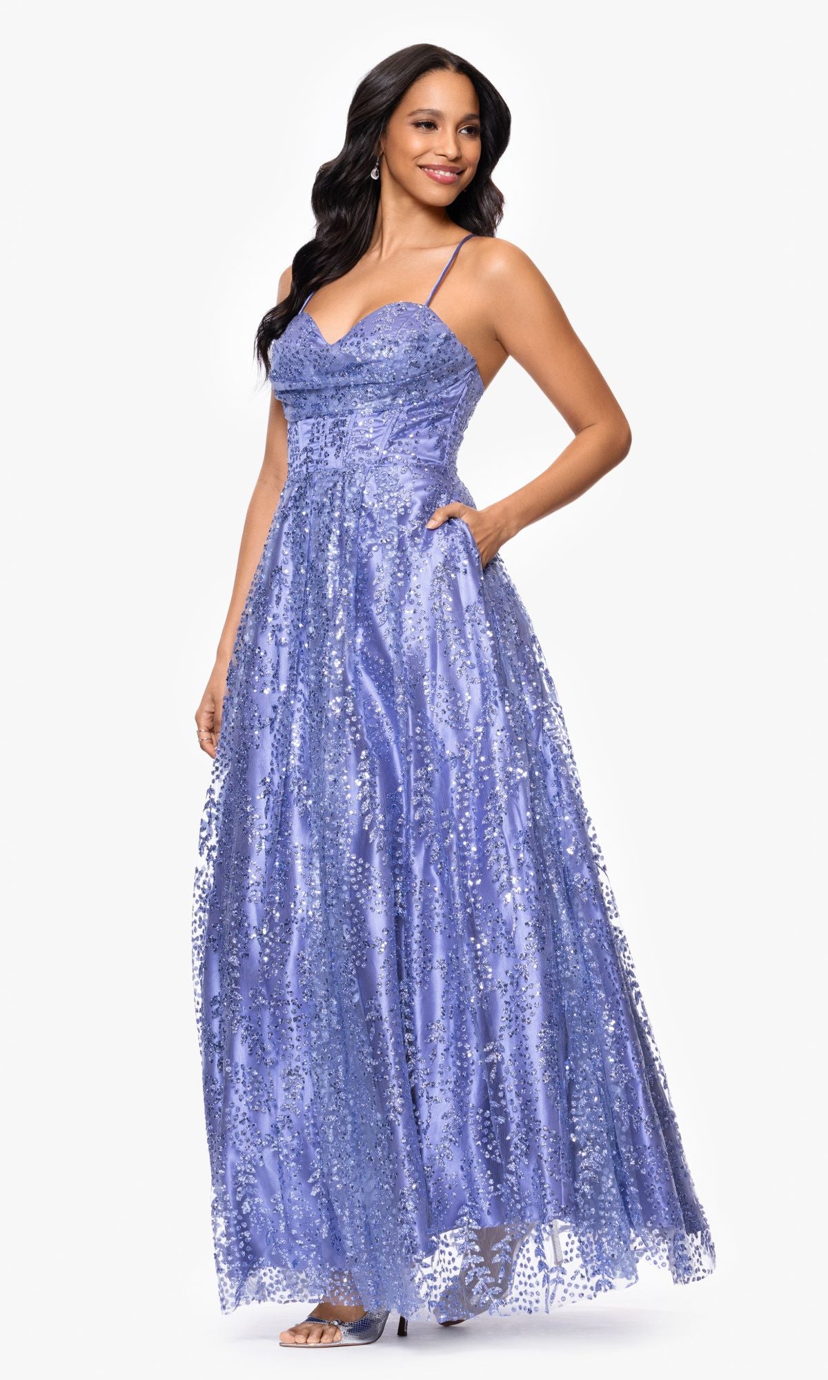 Long Glitter Prom Dress: Blondie Nites 4617BN