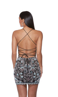 Open-Back Short Beaded-Floral Party Dress 4665