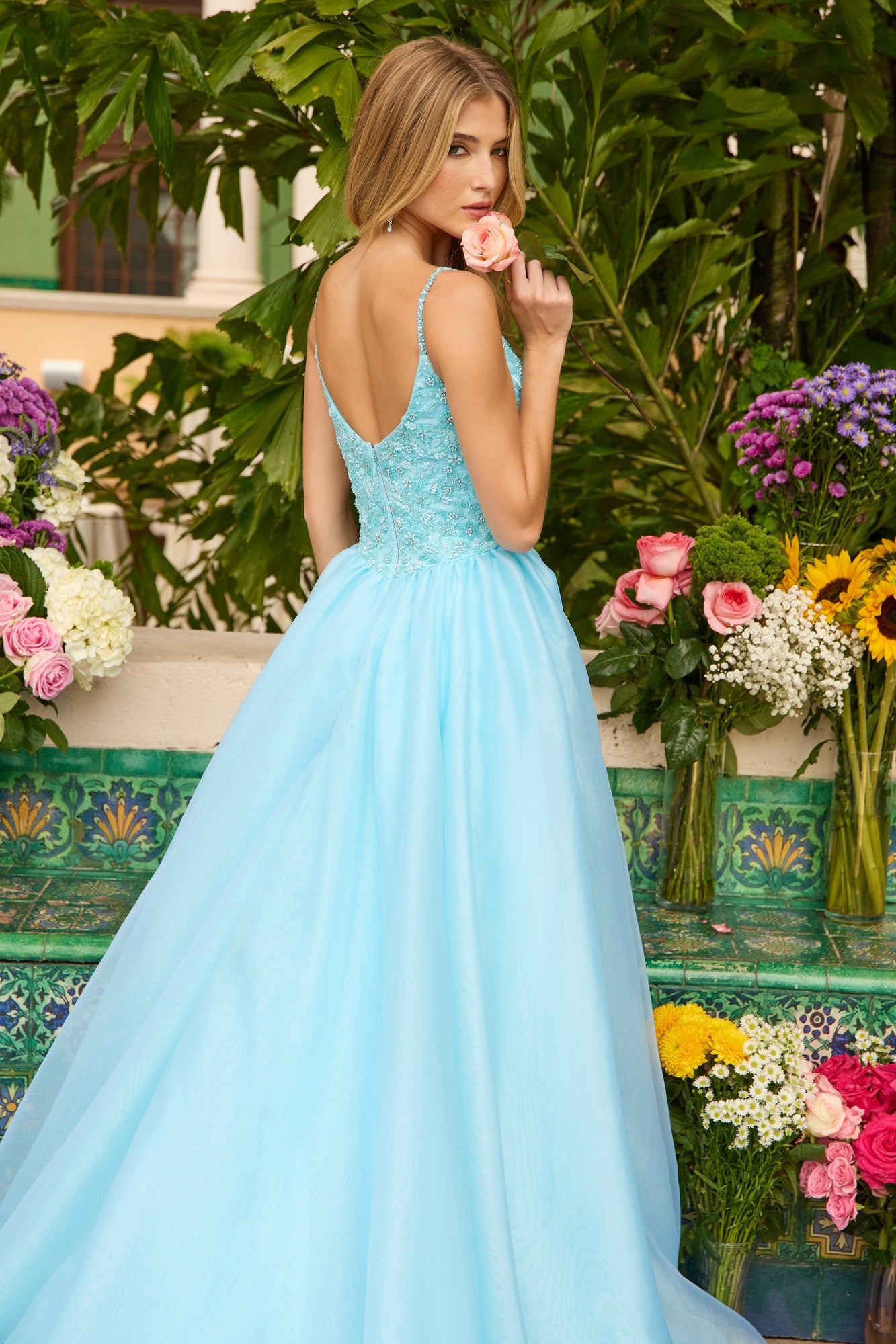 strapless open back dress Meow Fruit Midsummer Dream Princess Prom Dress Long Dress + Choker + Train / Purple / S main image 0