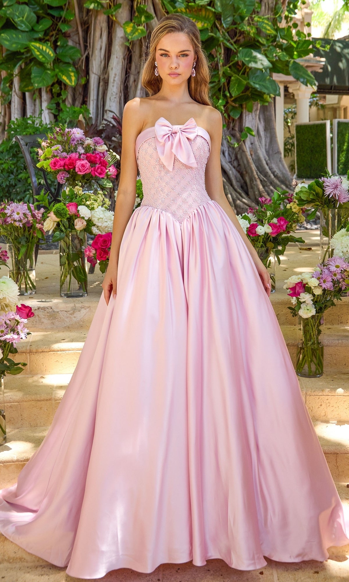 Ava Presley 47363: Strapless Prom Ball Gown with Bow – PromGirl