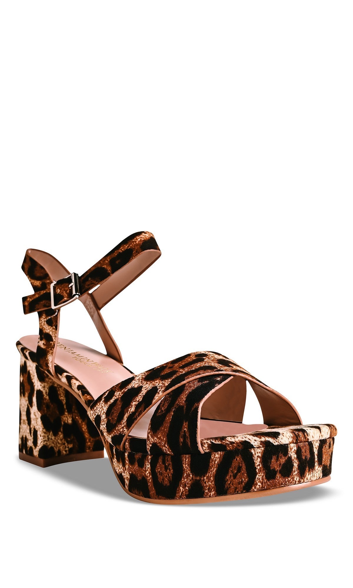 The Toby Leopard Prom Shoes by Touch Ups (4767) feature a chunky block heel, ankle strap, and open toe in a chic leopard print—perfect as stylish prom shoes for women.