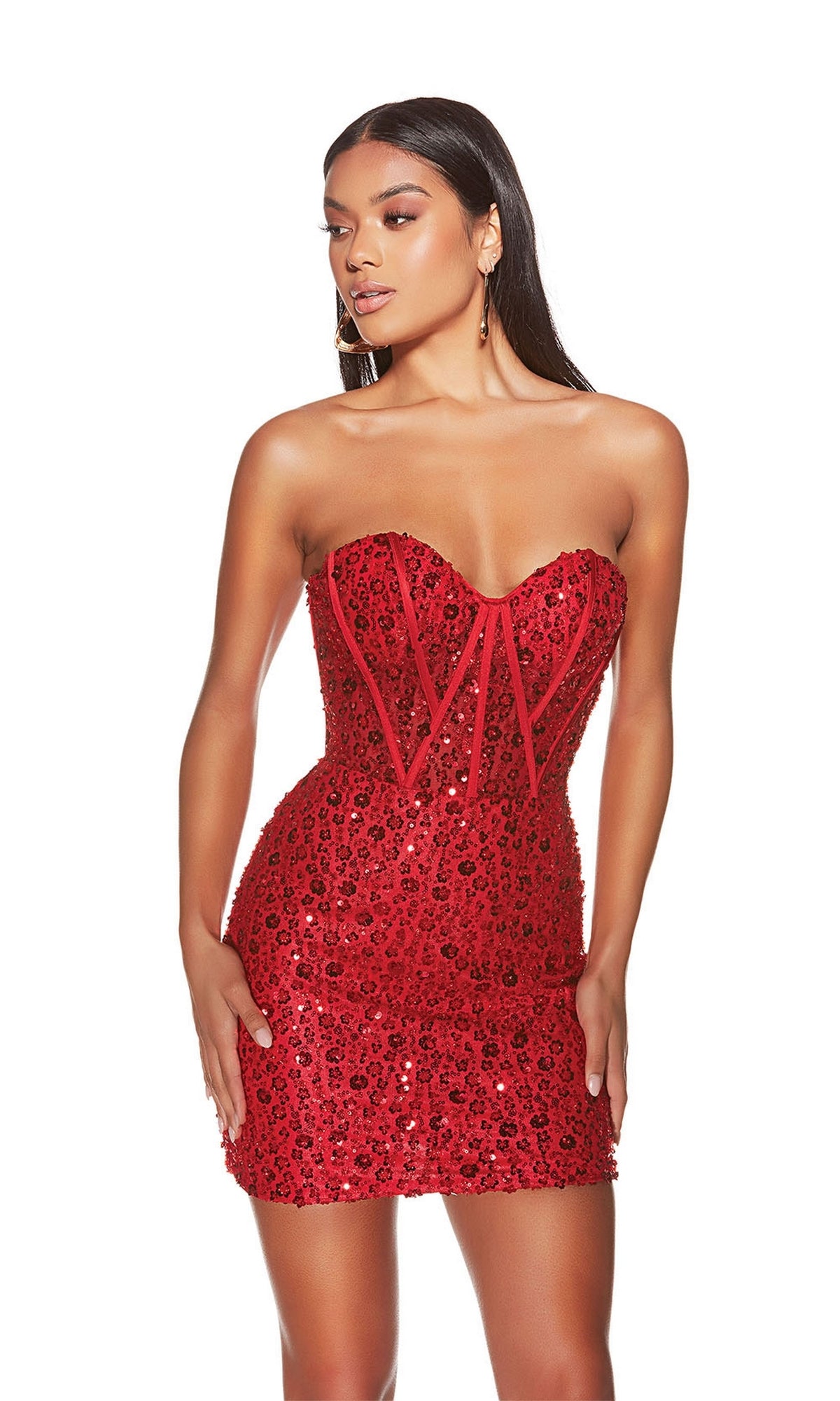 Sheer Corset Sequin Mini Homecoming Dress by Alyce PromGirl Sheer Corset Sequin Mini Homecoming Dress by Alyce PromGirl