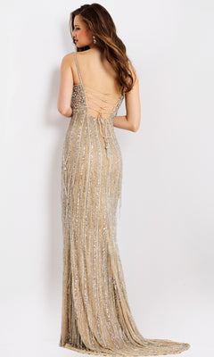 Jovani 48548 Long Prom Dress Nude/Silver / 00