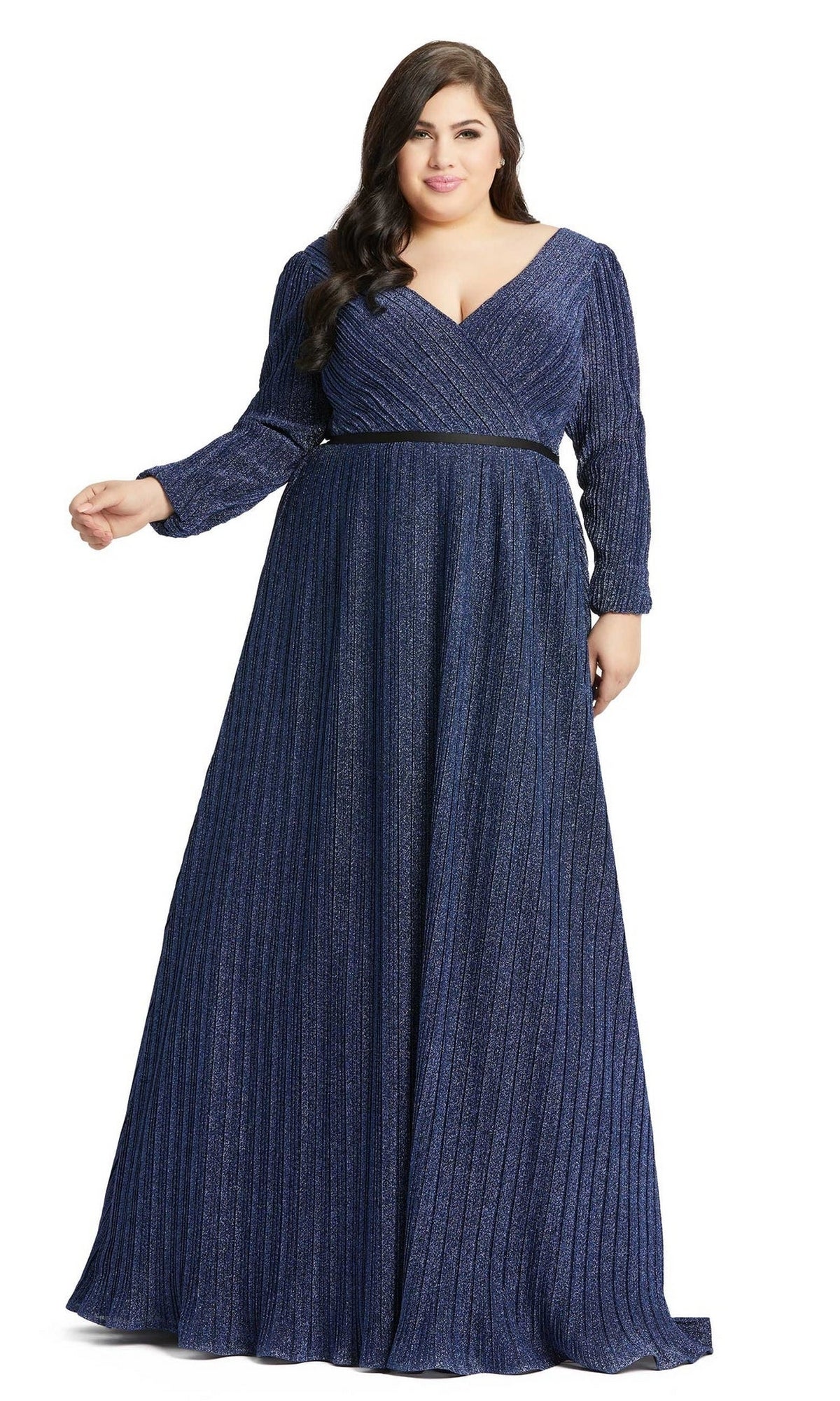 Plus-Size Long Blue Formal Dress: Mac Duggal 48892