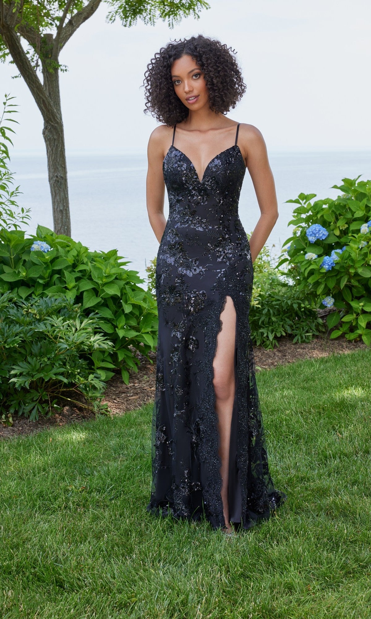 Morilee 49141 Long Prom Dress Black/Black / 12