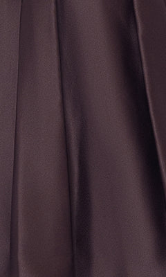 Close-up of dark brown, smooth, shiny fabric with soft folds and a subtle sheen—ideal for the Short Strapless Sweetheart Hoco Dress 4914BN, featuring a chic ruched waist.