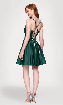 Short Green A-Line Homecoming Dress with Pockets Hunter / 15 Short Green A-Line Homecoming Dress with Pockets Hunter / 15