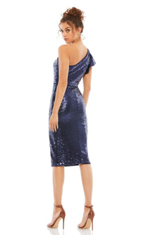 Dark Blue Sequin Knee-Length Dress 49290
