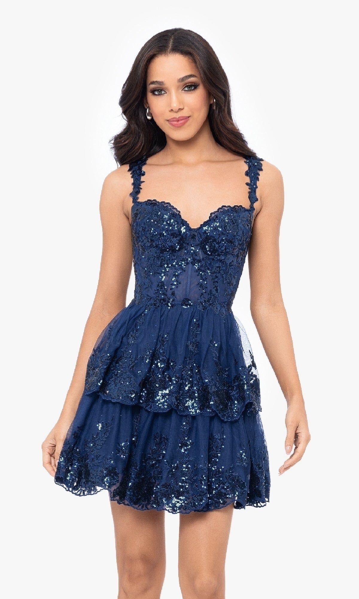 Short Ruffled Hoco Dress: Blondie Nites 4931BN