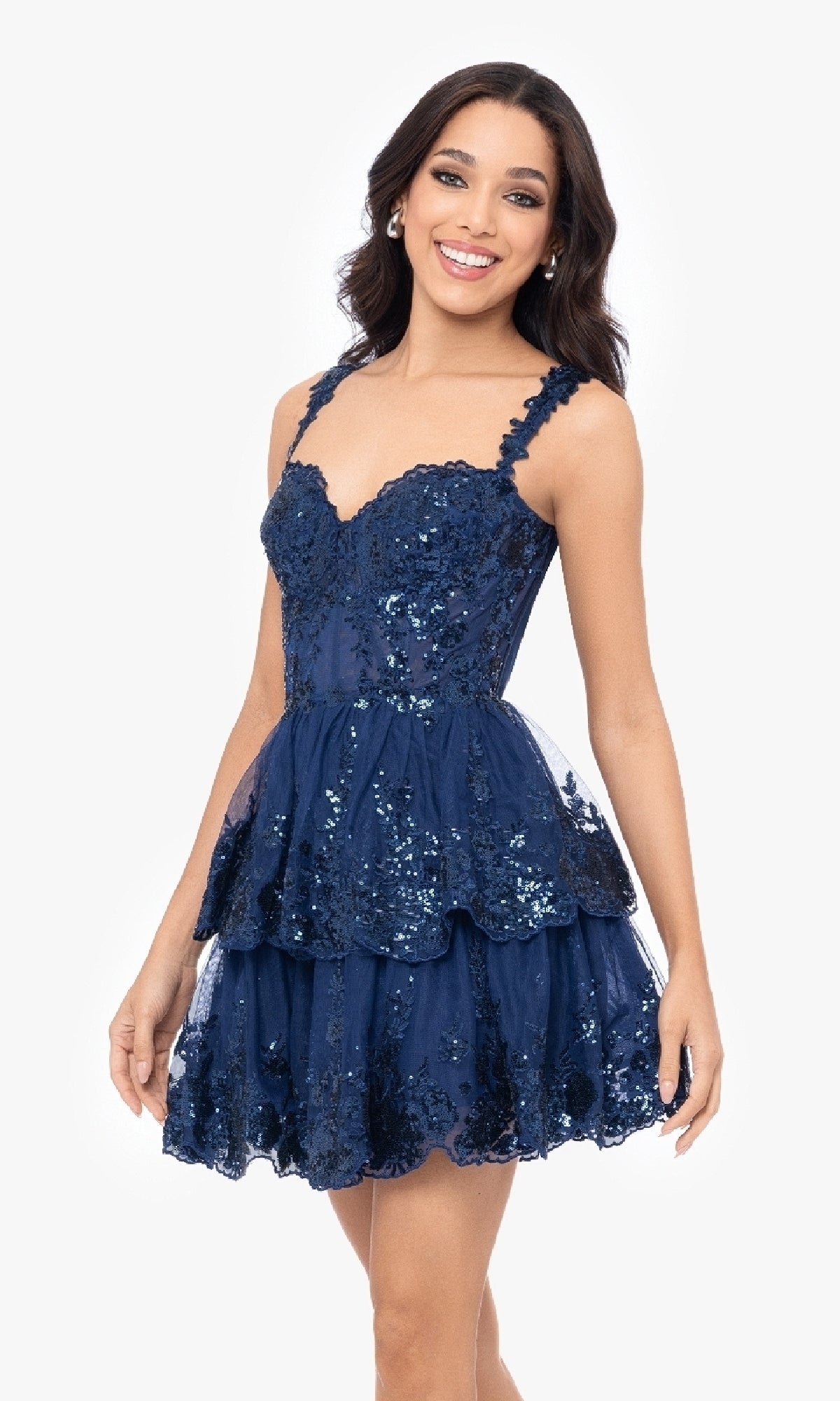 Short Ruffled Hoco Dress: Blondie Nites 4931BN