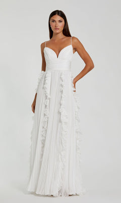 Ruffled Long White Formal Dress 49533 White / 0