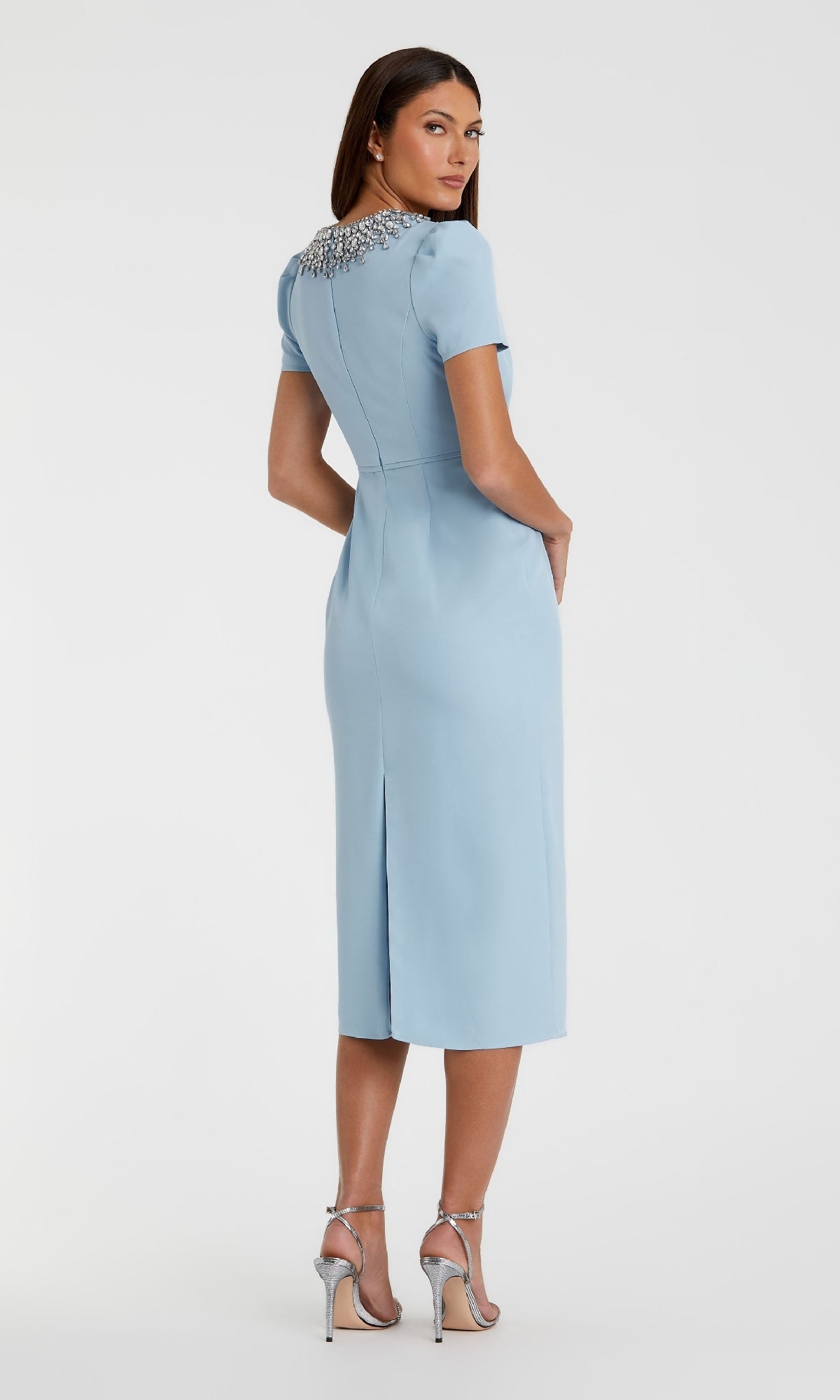 Short Sleeve Tea-Length Party Dress: Mac Duggal 49606