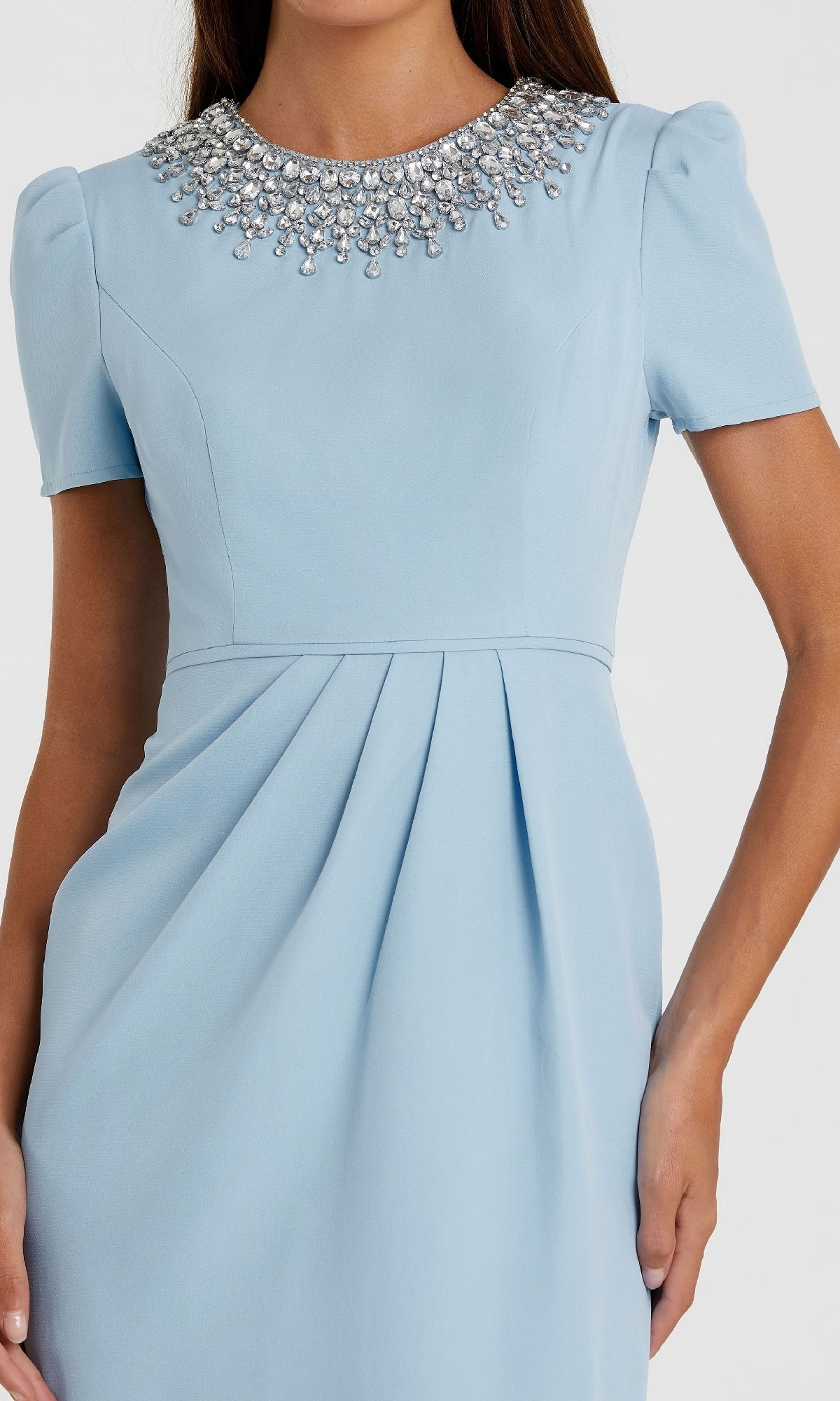Short Sleeve Tea-Length Party Dress: Mac Duggal 49606
