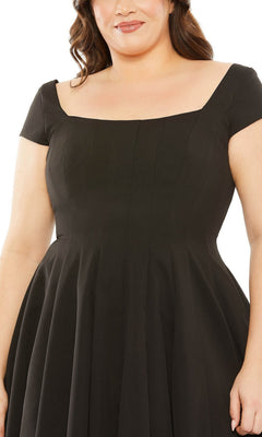 blue dress for baby girl Plus-Size Black Wedding-Guest Dress with Cap Sleeves– PromGirl
