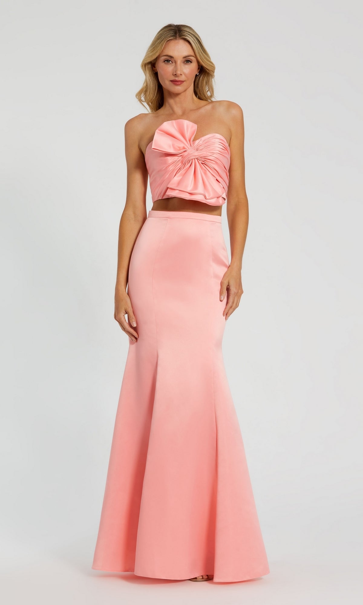 light pink two piece dress Strapless Two-Piece Long Prom with Twist Front – PromGirl Pucci L'Alba Cotton-Linen Mini affordable prom dresses Color:Light Pink Foil [color:pink]color_family:pink--7656593654017