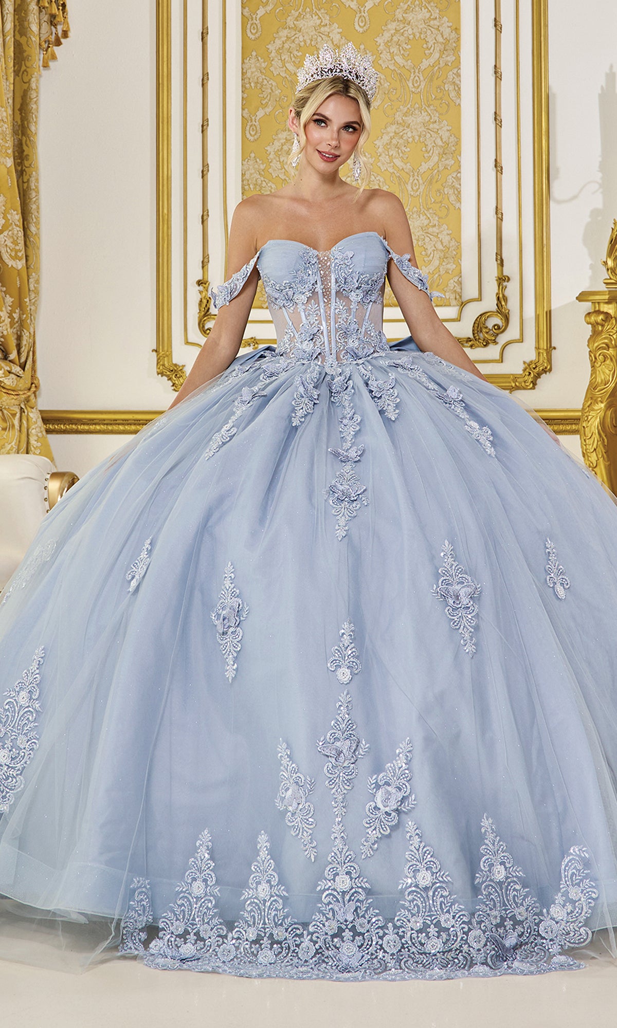 Dancing Queen 5000 Long Quinceanera Dress Royal Blue / Small