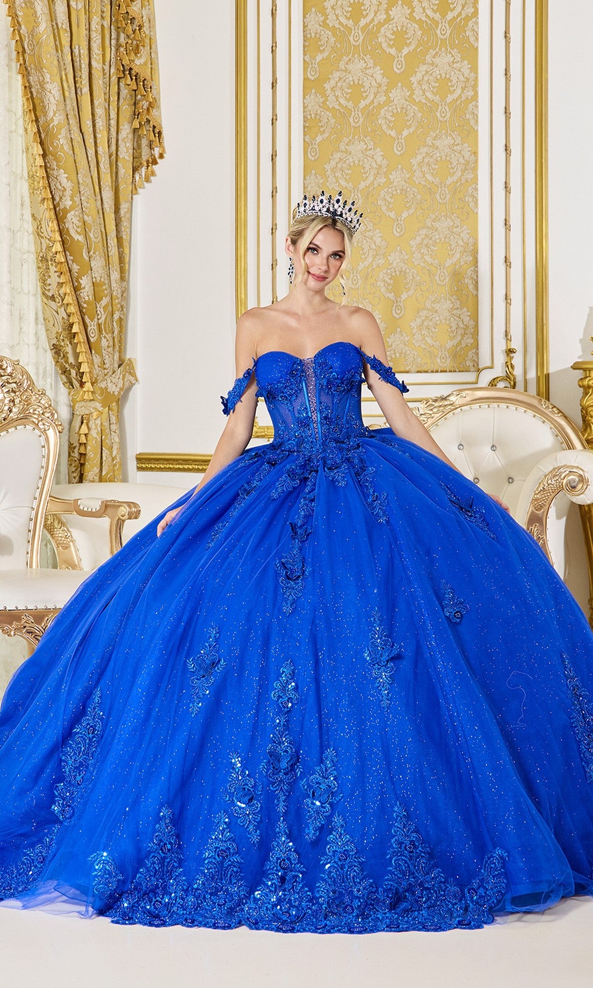 Dancing Queen 5000 Long Quinceanera Dress Royal Blue / Medium Dancing Queen 5000 Long Quinceanera Dress Royal Blue / Medium