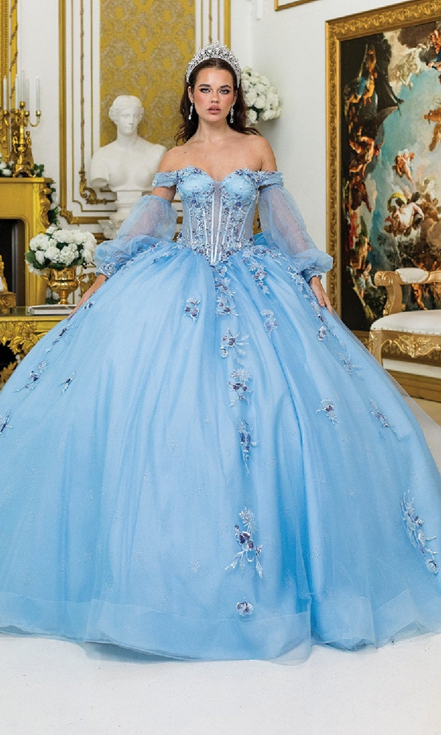 Dancing Queen 5005 Long Quinceanera Dress Bahama Blue / XLarge