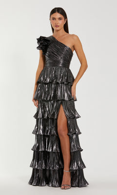 gunmetal grey formal dress Sydney's Closet SC8108 Size 32 Gunmetal Cocktail Dress Short Metallic