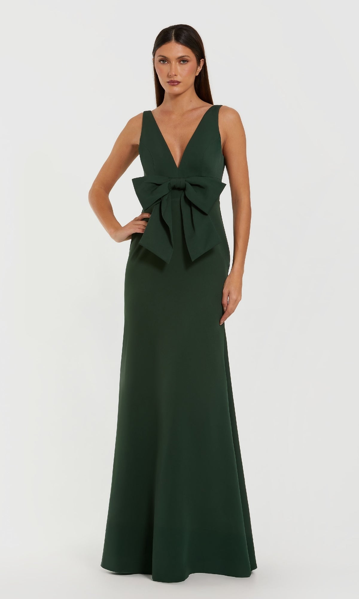 emerald green maxi dress Long Emerald Green Formal Dress with Bow Front– PromGirl
