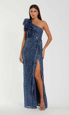 Mac Duggal Women's One Shoulder Sequin Ruffle Detail Gown - Ocean Mac Duggal Women's One Shoulder Sequin Ruffle Detail Gown - Ocean