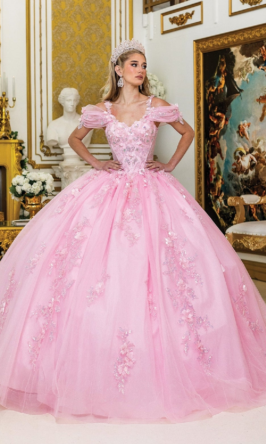 chinese dress ladies Dancing Queen 5009 Long Quinceanera Dress Pink / Small