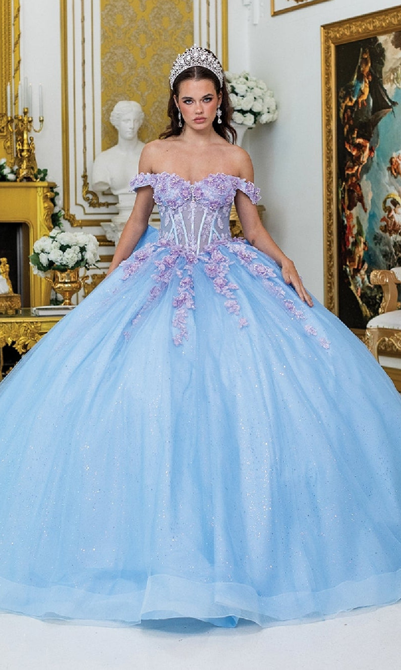 purple blue wedding dress Dancing Queen 5016 Long Quinceanera Dress Bahama Blue/Lilac / 2XLarge