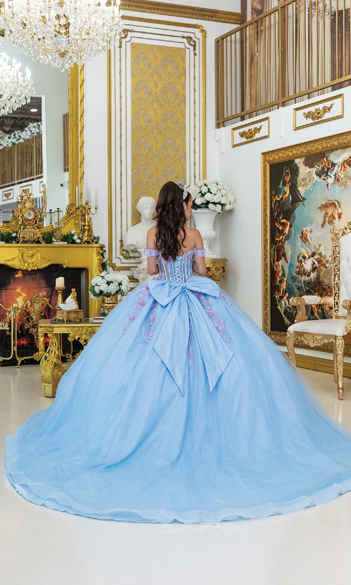 Dancing Queen 5016 Long Quinceanera Dress Bahama Blue/Lilac / 2XLarge