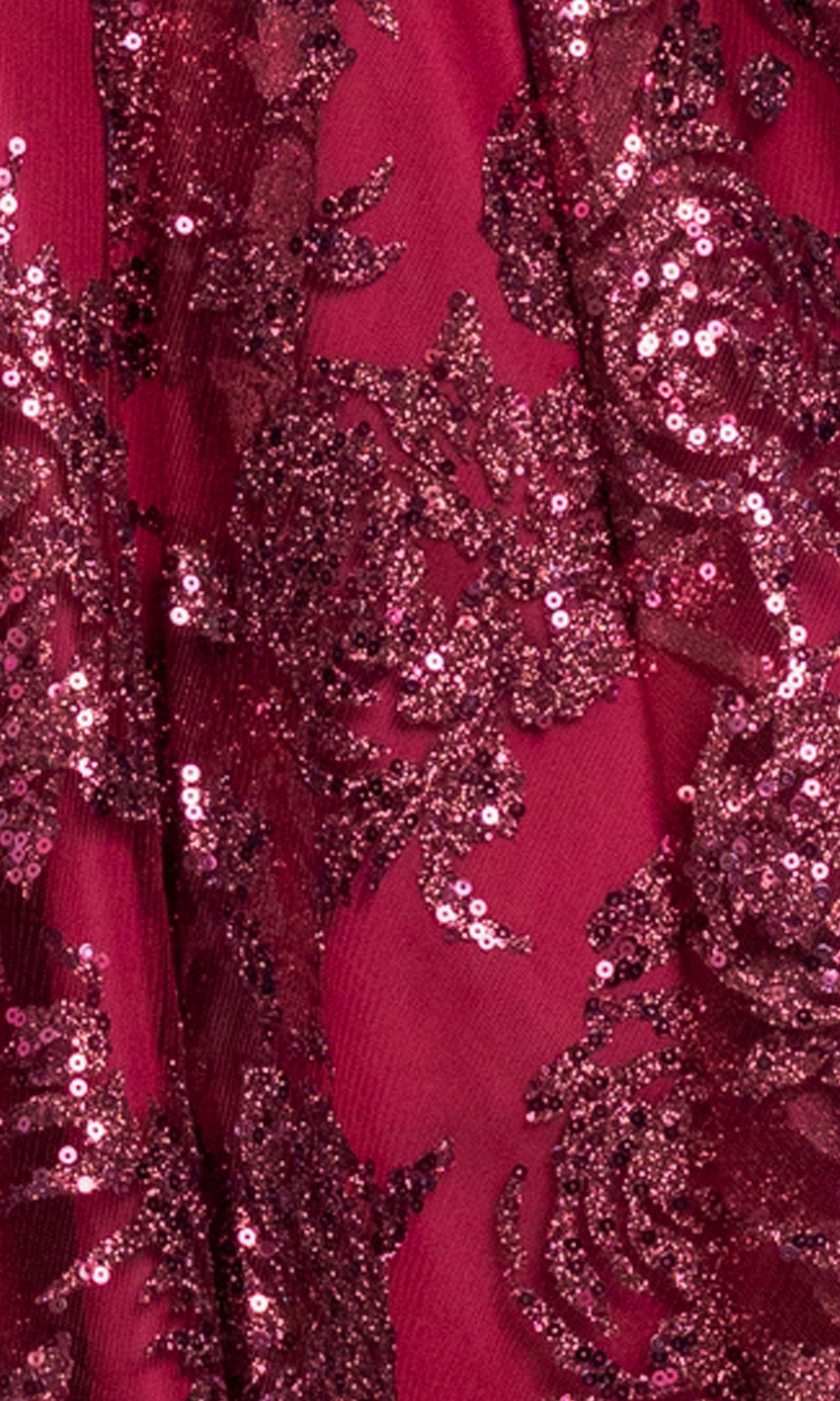 Close-up of periwinkle fabric from the Short Periwinkle Hoco Dress: Blondie Nites 5017BN, featuring intricate floral patterns with sequins and glittery embroidery—perfect for a standout short party dress.