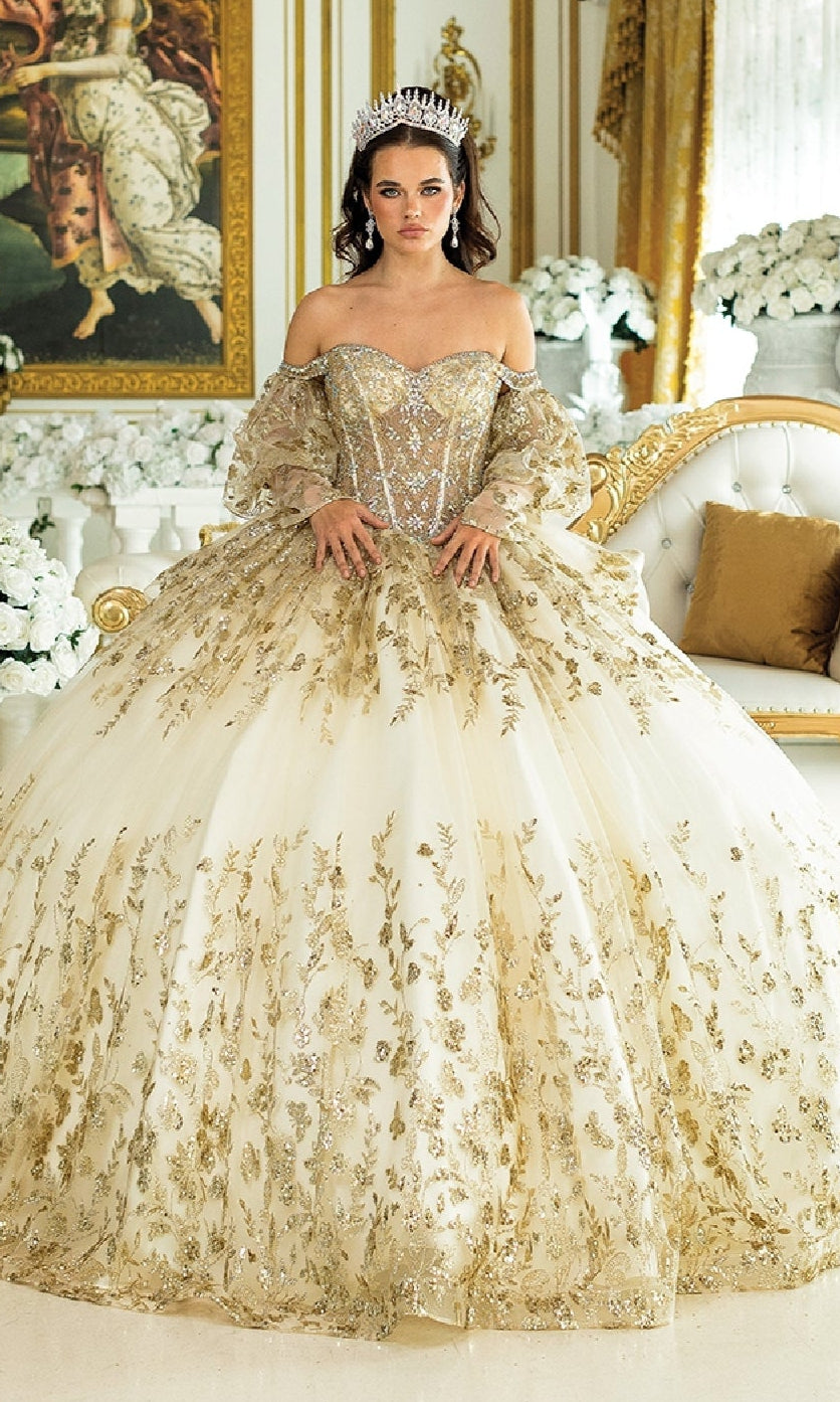 green emerald velvet dress Champagne Gold Ball Gown Wedding Dresses with High Neck 2018 Bridal Gowns with Flowers main image 1