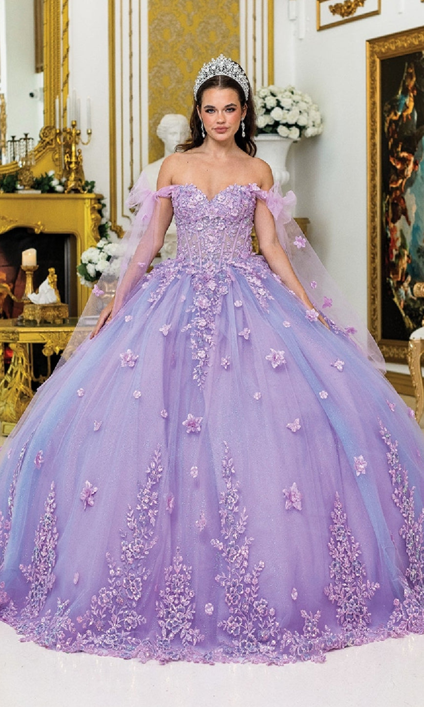 wedding dress with purple accents Dancing Queen 5029 Long Quinceanera Dress Lilac / 2XLarge