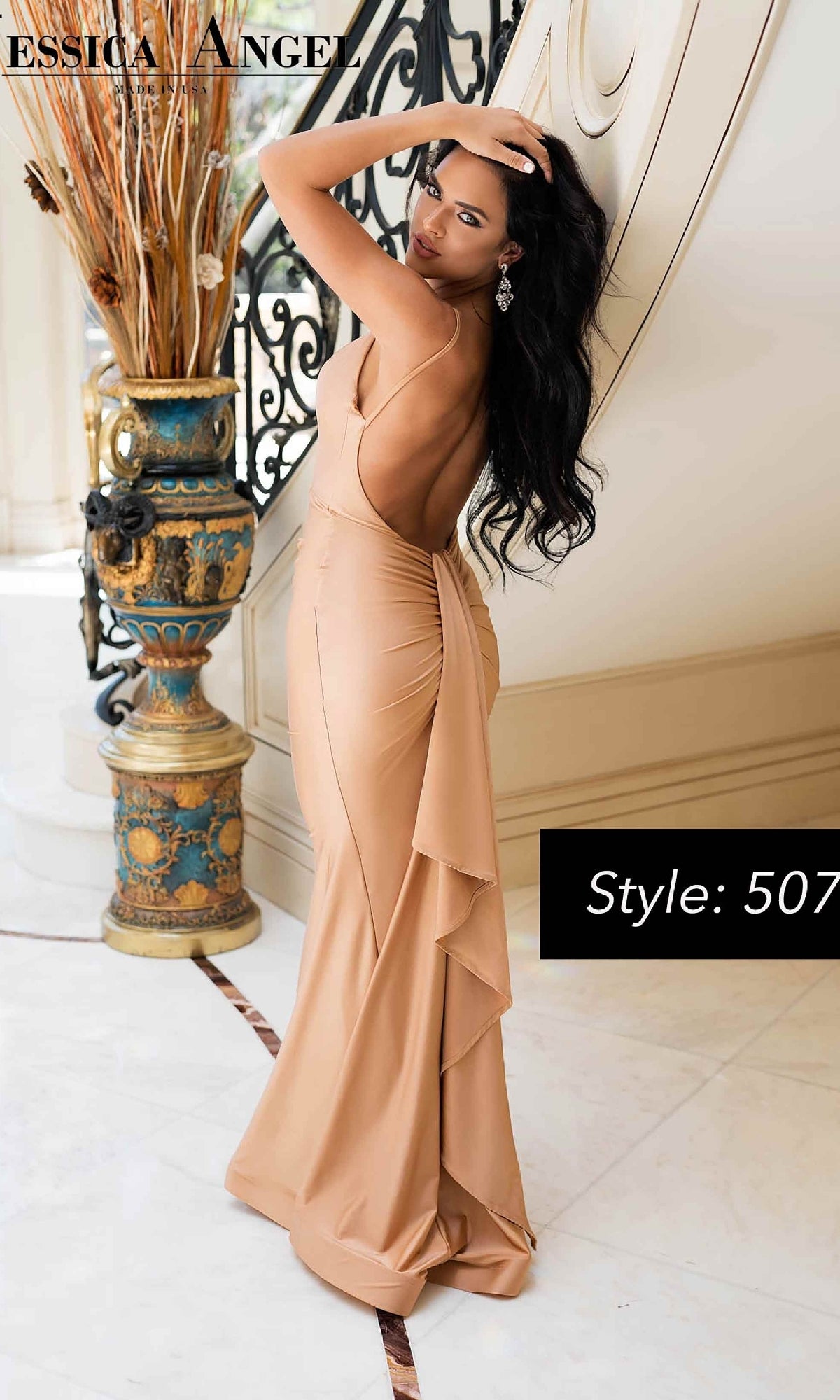 Open-Back Long Prom Dress with Back Sash Orchid Smoke / 2XLarge Open-Back Long Prom Dress with Back Sash Orchid Smoke / 2XLarge