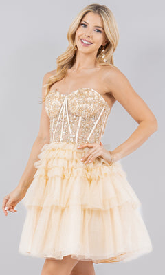 tiered ruffle homecoming dress Ellie Wilde main image 0