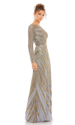 Mac Duggal Women's Sequin Long-Sleeve Gown - Mocha - Size 14 Mac Duggal Women's Sequin Long-Sleeve Gown - Mocha - Size 14