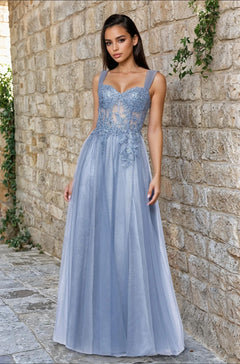 Blondie Nites 5311BN Long Prom Dress Slate / 3 Blondie Nites 5311BN Long Prom Dress Slate / 3