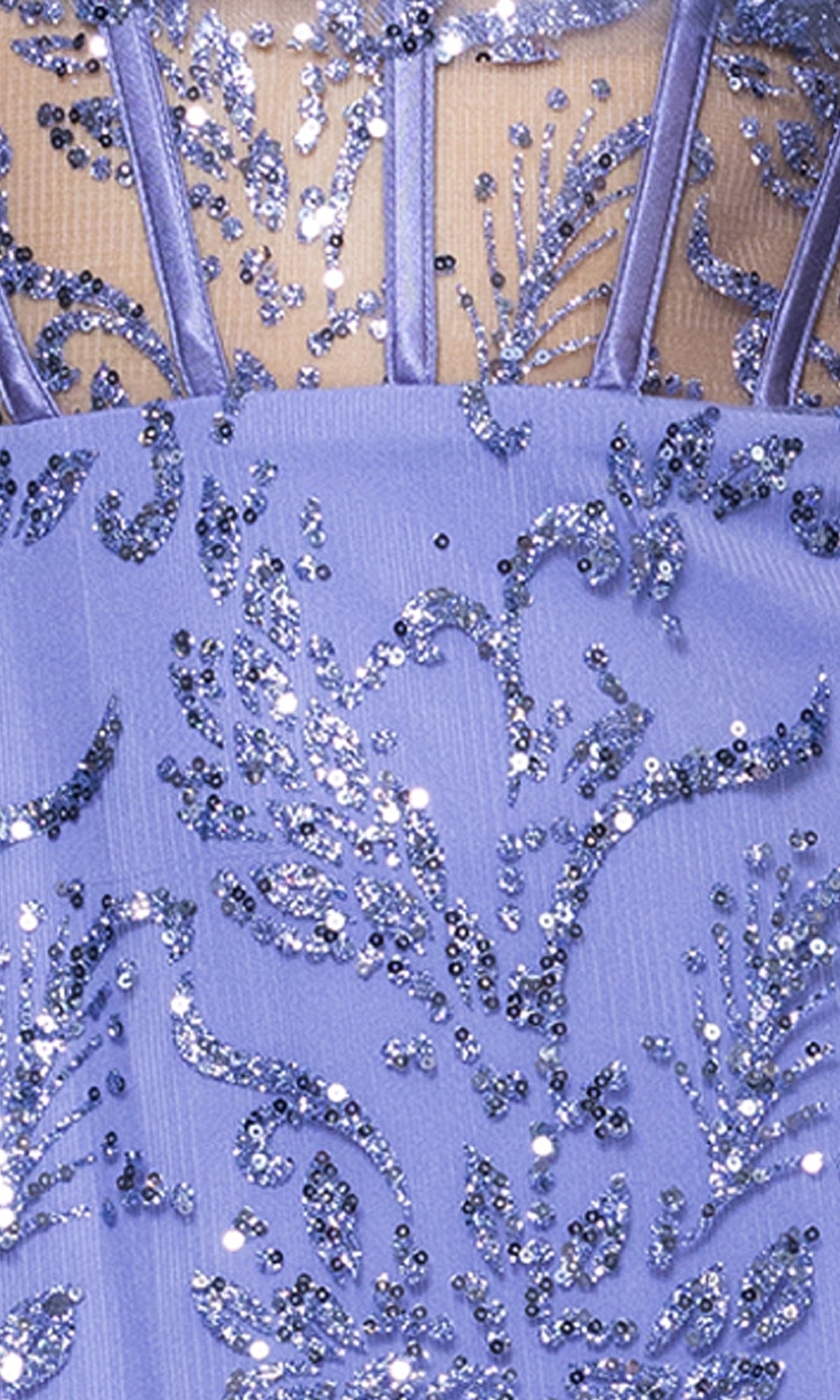 Periwinkle Long Glitter Prom Dress with Lace-Up Corset Periwinkle / 15