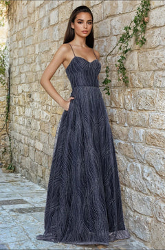 Navy Blue Long Glitter Prom Dress with Pockets Navy / 15 Navy Blue Long Glitter Prom Dress with Pockets Navy / 15