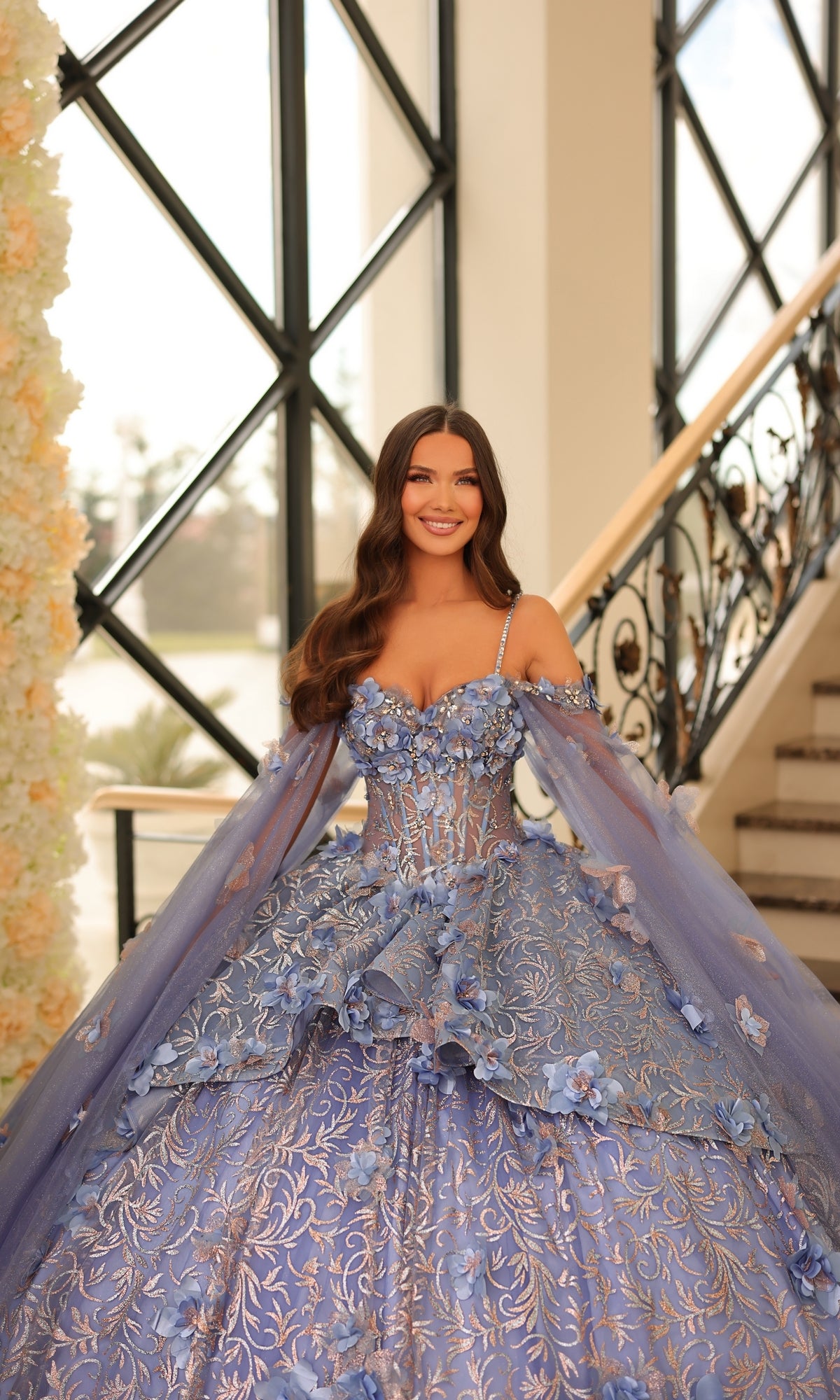 knee length dresses for ladies Quinceanera Dress 54216 By Amarra Dusty Blue / 000