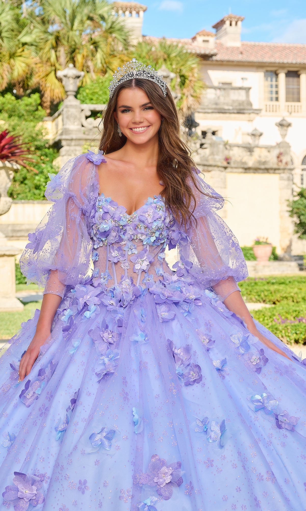 blue and purple quinceanera dresses Dress 54218 By Amarra Lilac/Light / 000 Model-21 Demi Moore & Jodie It is crafted from Size:L (38–40)