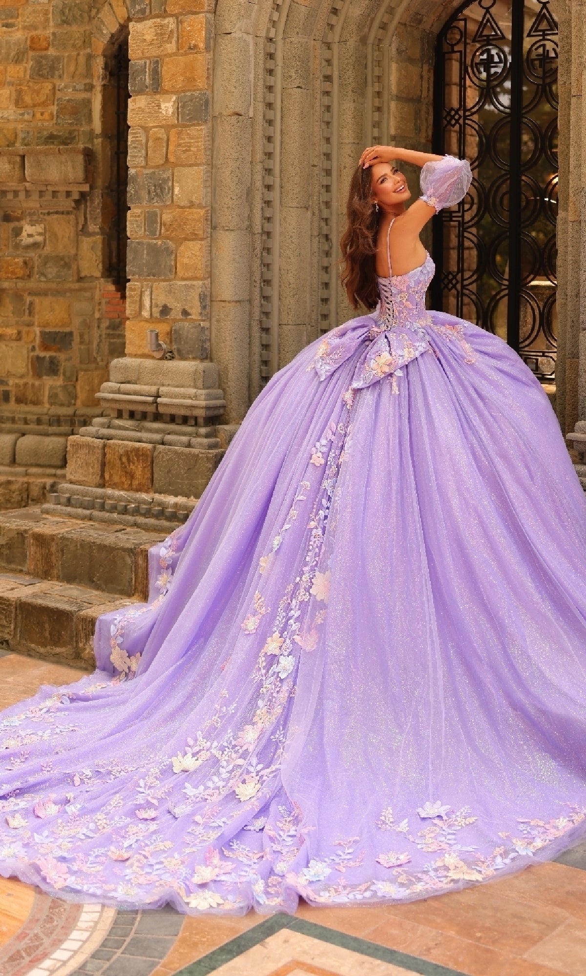 Ameri バルーンベールドレス パープル Amarra 54234 Long Quinceanera Dress– PromGirl